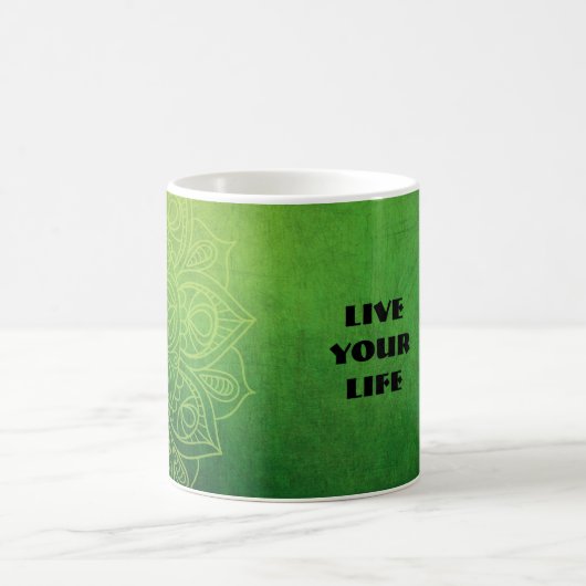 Mug Magnifique Mandala vert avec citation. (Centre)