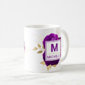 Mug Magnifique Monogramme de violet profond et de fleu (Devant droit)