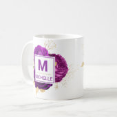 Mug Magnifique Monogramme de violet profond et de fleu (Devant gauche)
