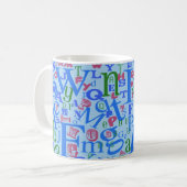 Mug Magnifique Motif de lettres bleues (Devant gauche)