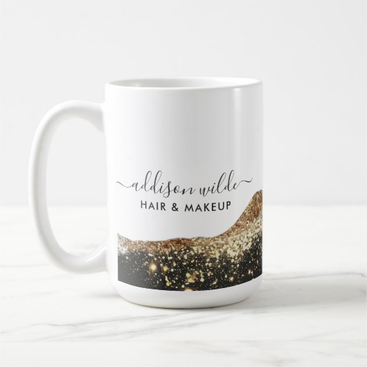 Mug Magnifique Noir Et Or Parties scintillant Script B (Gauche)