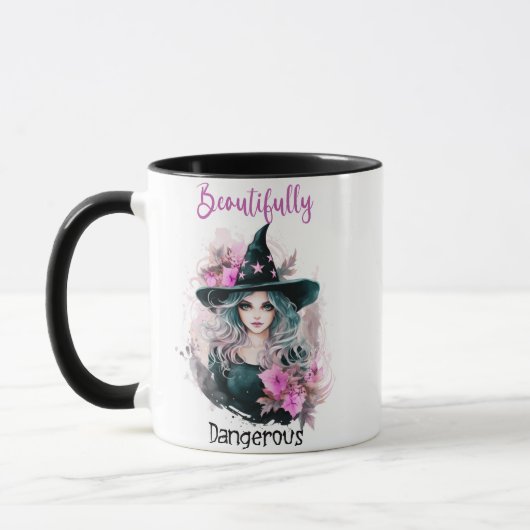 Mug Magnifiquement dangereux Sorcière Fleurs roses Hal (Gauche)