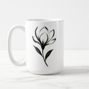 Mug Magnolia de style encre – Dessin floral élégant su