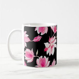 Mug Magnolia romantique : Aquarelle noire