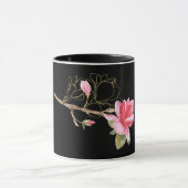 Mug Magnolia rose et or sur noir (Centre)