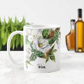 Mug ☕ Magnolias d'aquarelle Nom ou monogramme