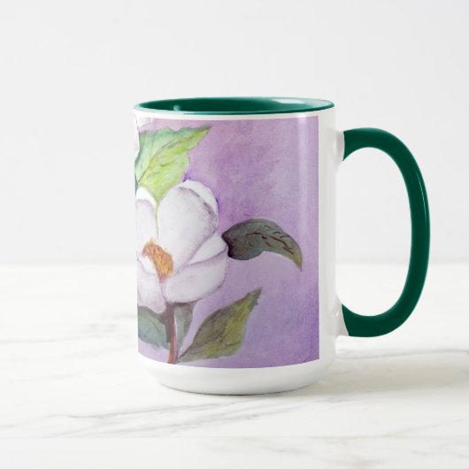 Mug Magnolias du sud blanches Painterly sur la lavande (Droite)