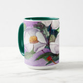 Mug Magnolias du sud blanches Painterly sur la lavande (Devant gauche)