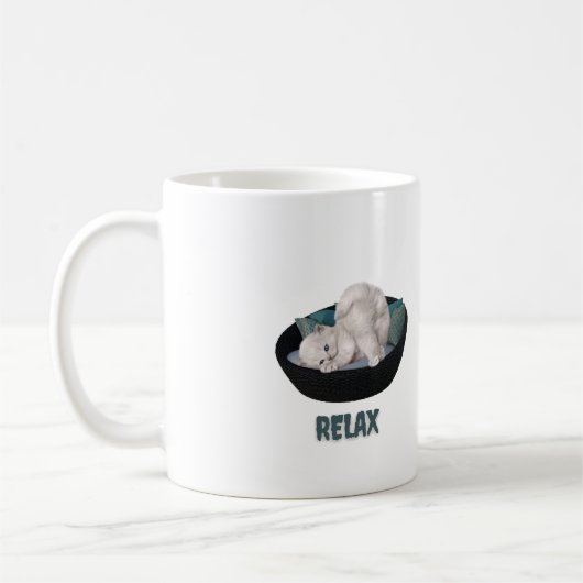 Mug mags drôle chat relax (Gauche)