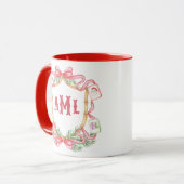 Mug Mahjong de Noël | Monogramme (Devant gauche)