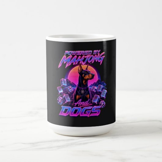 Mug Mahjong & Dogs Synthwave Doberman Art (Centre)