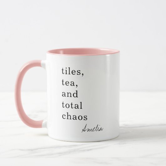 Mug Mahjong Mom Tiles Tea Chaos Funny Quote Name (Gauche)