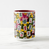 Mug Mahjong symbols on wildflowers background (Centre)