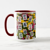Mug Mahjong symbols on wildflowers background (Gauche)