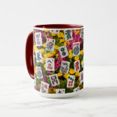 Mug Mahjong symbols on wildflowers background (Devant gauche)