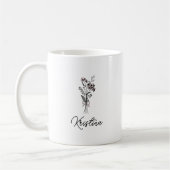 Mug Mai Fleur de naissance et nom élégant du script (Gauche)
