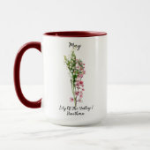 Mug Mai Fleur de naissance Lily de la Vallée et Hawtho (Gauche)