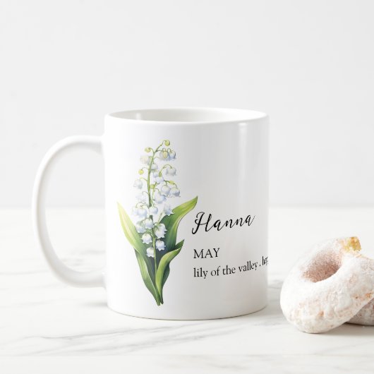 MUG MAI LILY DU MOIS DE NAISSANCE DE LA VALLÉE NOM (Avec donut)