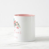 Mug Maid of Honor avec le nom Pink Floral Bouquet (Centre)