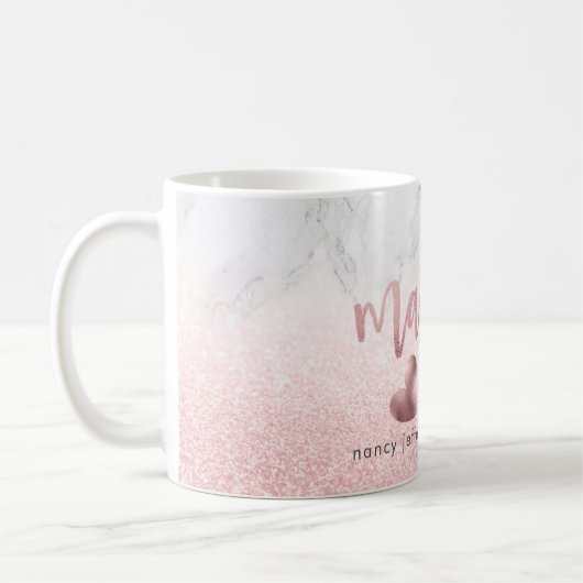 Mug Maid of Honor Script Faux Rose Gold + Snow Bokeh (Gauche)