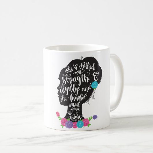Mug Main florale Scriptur en lettres de citation de (Devant droit)