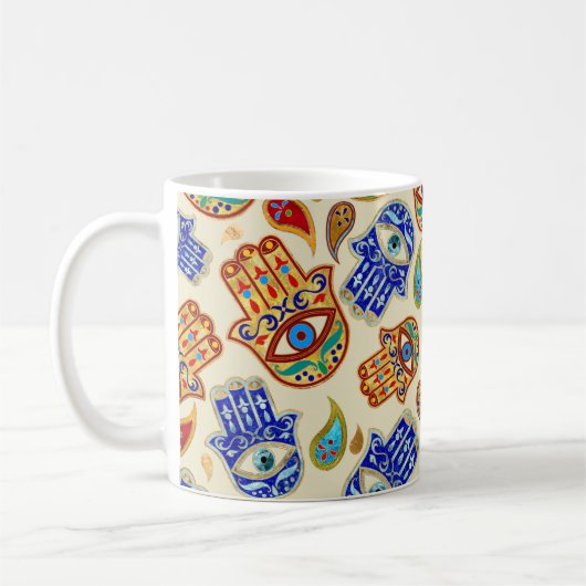 Mug Main Hamsa - Main de Fatima coloré motif (Gauche)