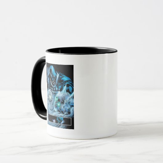 Mug Main noire avec panneau de crâne (Devant gauche)