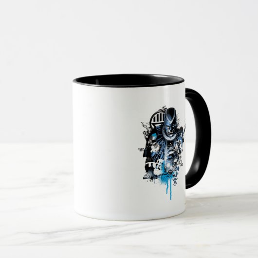 Mug Main noire - Collage bleu (Devant droit)