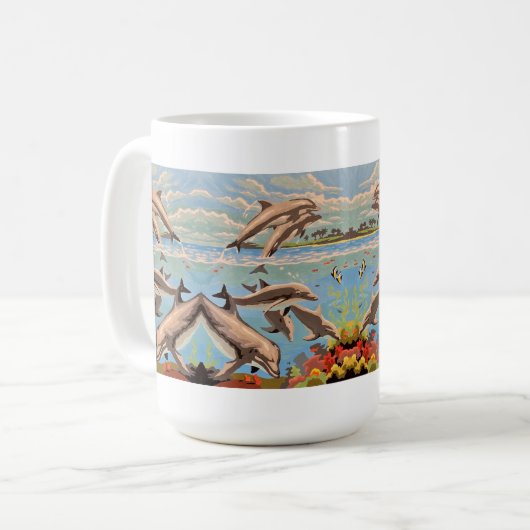 Mug Main Painted by Number | Dolphins | (Devant gauche)