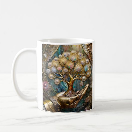 Mug Main Robot D'Or Tenant Arbre De Vie D'Or (Gauche)