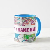 Mug Main Tirée Par EDDArt - Étoiles Et Coeurs 1 (Devant droit)