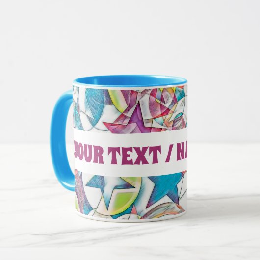 Mug Main Tirée Par EDDArt - Étoiles Et Coeurs 1 (Devant gauche)