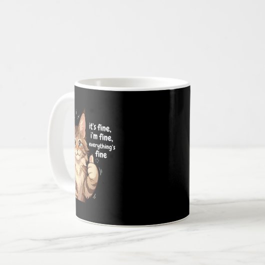 Mug Maine Coon Cat Meme It's Fine I'm Fine Everything' (Devant gauche)
