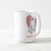 Mug Maine Coon Chat Aquarelle Kitty Coeur rose (Devant droit)