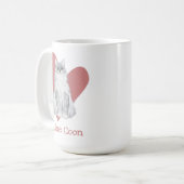 Mug Maine Coon Chat Aquarelle Kitty Coeur rose (Devant gauche)