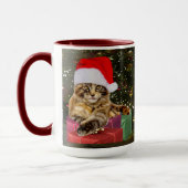 Mug Maine Coon Chat Père Noël & Cadeaux Arbre de Noël (Gauche)