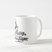 Mug Mains De Noël Écrite, Cerf De Jumping Et Flocon De (Devant droit)