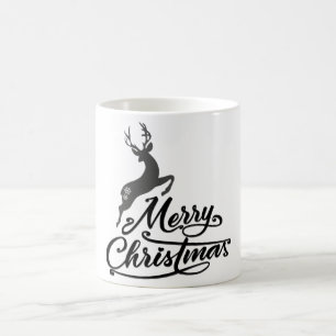 Mug Mains De Noël Écrite, Cerf De Jumping Et Flocon De