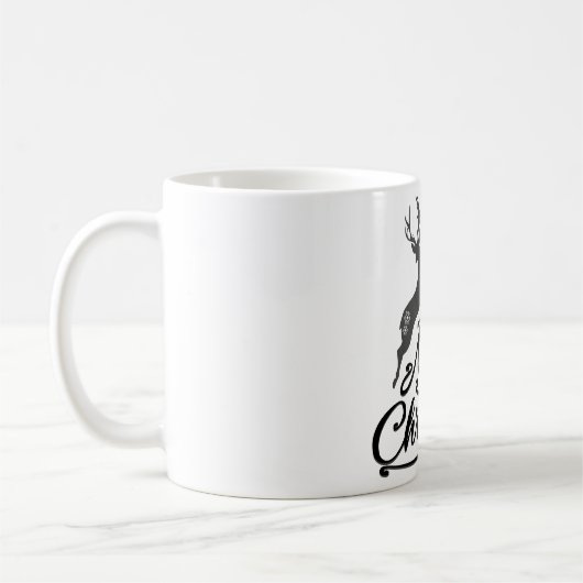 Mug Mains De Noël Écrite, Cerf De Jumping Et Flocon De (Gauche)