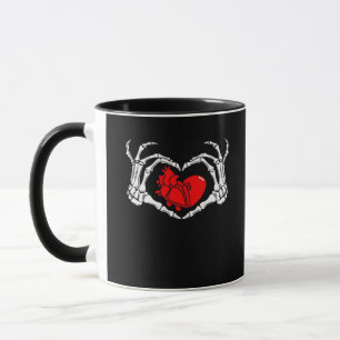 Mug Mains De Squelette Effrayant Et Coeur Rouge Déplai