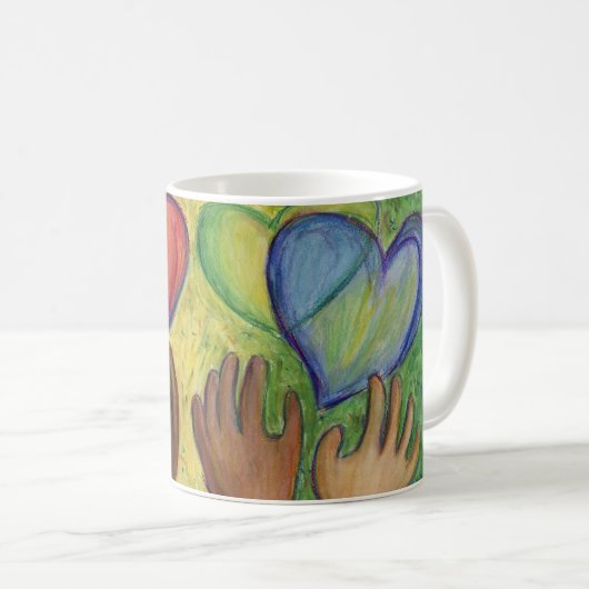 Mug Mains et Coeur Diversité Amour Art Custom Coffee C (Devant droit)