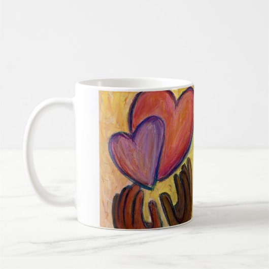 Mug Mains et Coeur Diversité Amour Art Custom Coffee C (Gauche)