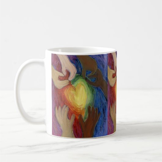 Mug Mains et Coeur Diversité Amour Art Personnalisé Ca (Gauche)