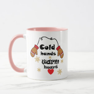 Mug Mains froides en hiver, cœur chaud, cadeau de Noël