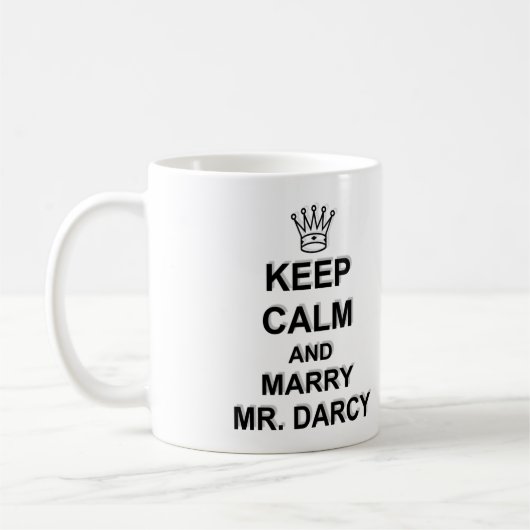 Mug Maintenez calme et épousez M. Darcy - texte noir (Gauche)