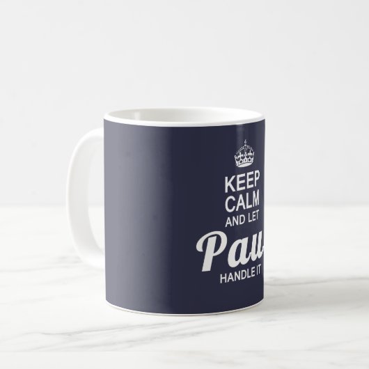 Mug Maintenez calme et laissez Paul le manipuler (Devant gauche)