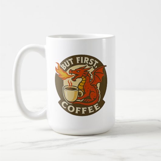 Mug Mais d'abord café dragon drôle java addict cadeau (Gauche)