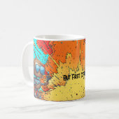 Mug Mais d'abord, café ! Explosion de dessin animé de  (Devant gauche)
