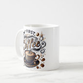 Mug Mais First Coffee Art - Design Or Stylé (Devant gauche)