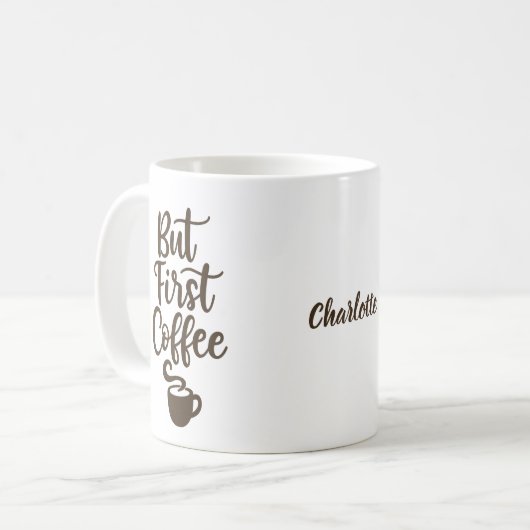 Mug Mais le premier nom de script brun (Devant gauche)